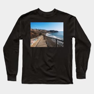 Graffiti and Ocean Cliff at Point Fermin Park, CA Long Sleeve T-Shirt